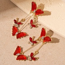 绿野仙踪超仙蝴蝶锆石耳环2023年新款精致时尚高级感长款耳饰耳环