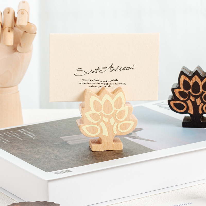 Carpeta de tarjetas de madera adorable animal carpeta de tarjetas de visita carpeta de tarjetas de fotos carpeta de serie de árboles hongos bosques