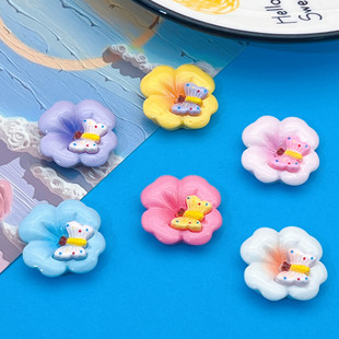 Color Butterfly Flower Four-petal Blossom Cherry Blossom Four-leaf Clover Hairpin Hairpin Hairrope Grab Clip Refrigerator Sticker Shoe Buckle Resin Accessories