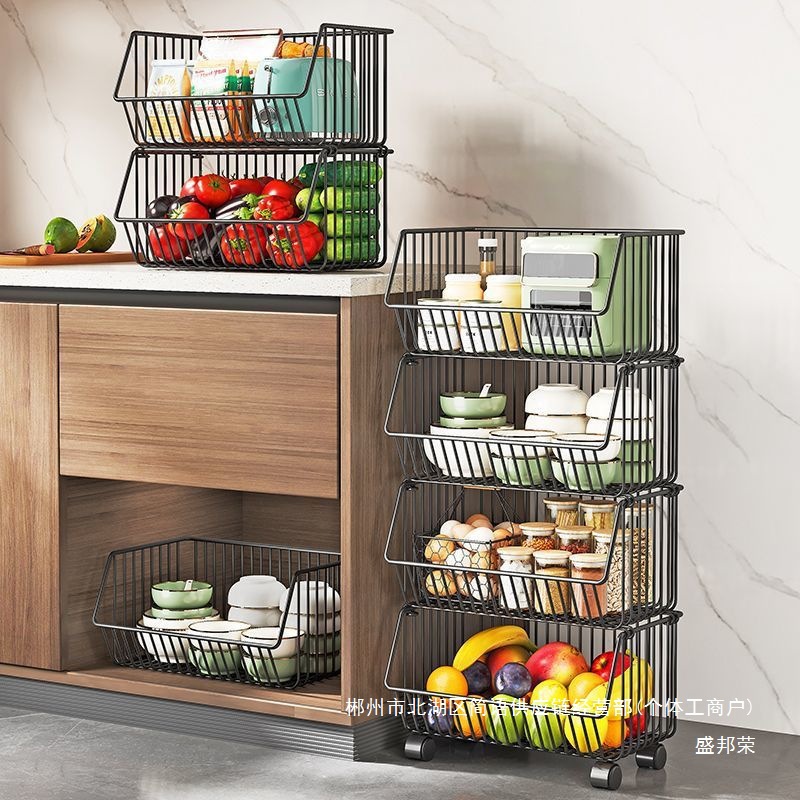 Cesta de cocina directa de fábrica de estantes de almacenamiento de artículos móviles domésticos multicapa de almacenamiento de frutas y verduras multifuncional