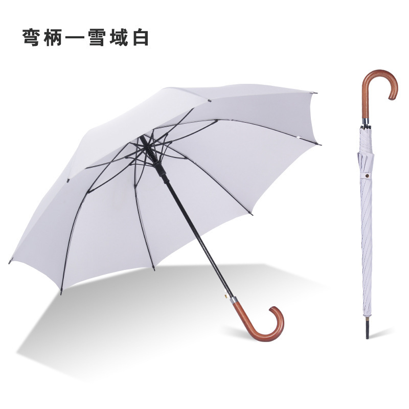 ゴルフレトロ無垢材ハンドルストレート骨傘大型ダブルゴルフ晴雨兼用広告傘ロゴ印刷可能|undefined