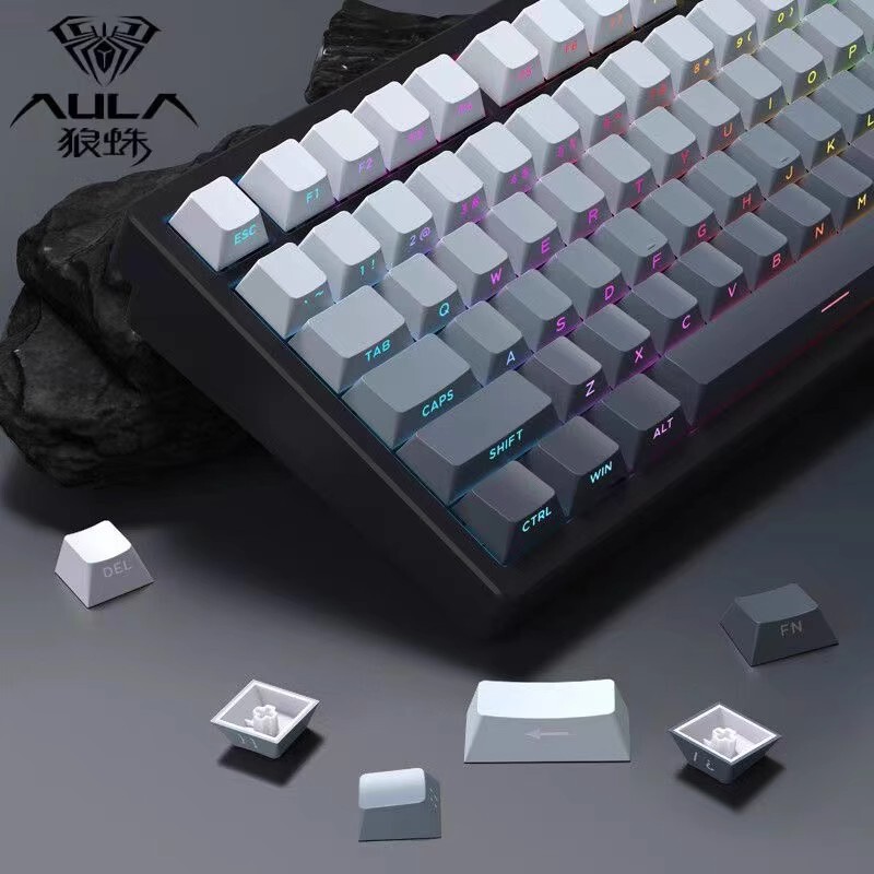 狼蛛渐变侧刻键帽透光PBT双色注塑键帽 61/68/75/87/98/104键通用|undefined