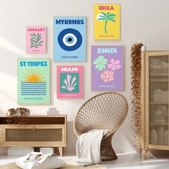 跨境彩色英文字母抽象客廳裝飾畫現代藝術海報高清噴繪帆布畫芯