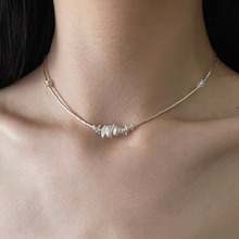 原创「满河」足银S990天然珍珠锁骨链简约设计轻奢风小众设计项链