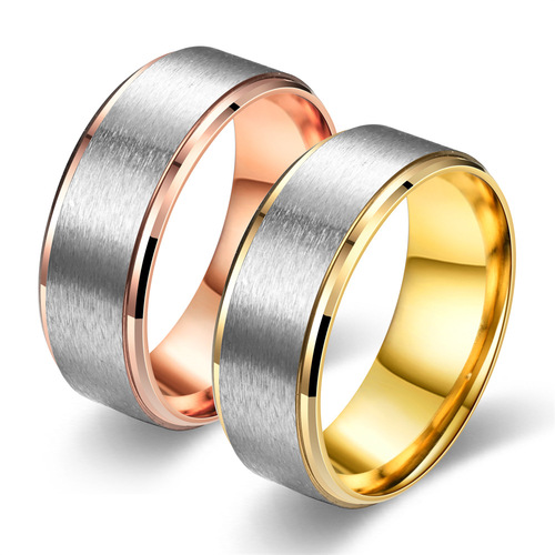  European and American fashionable personalized 8MM two-color aperture ring personalized tail ring manufacturer direct sale