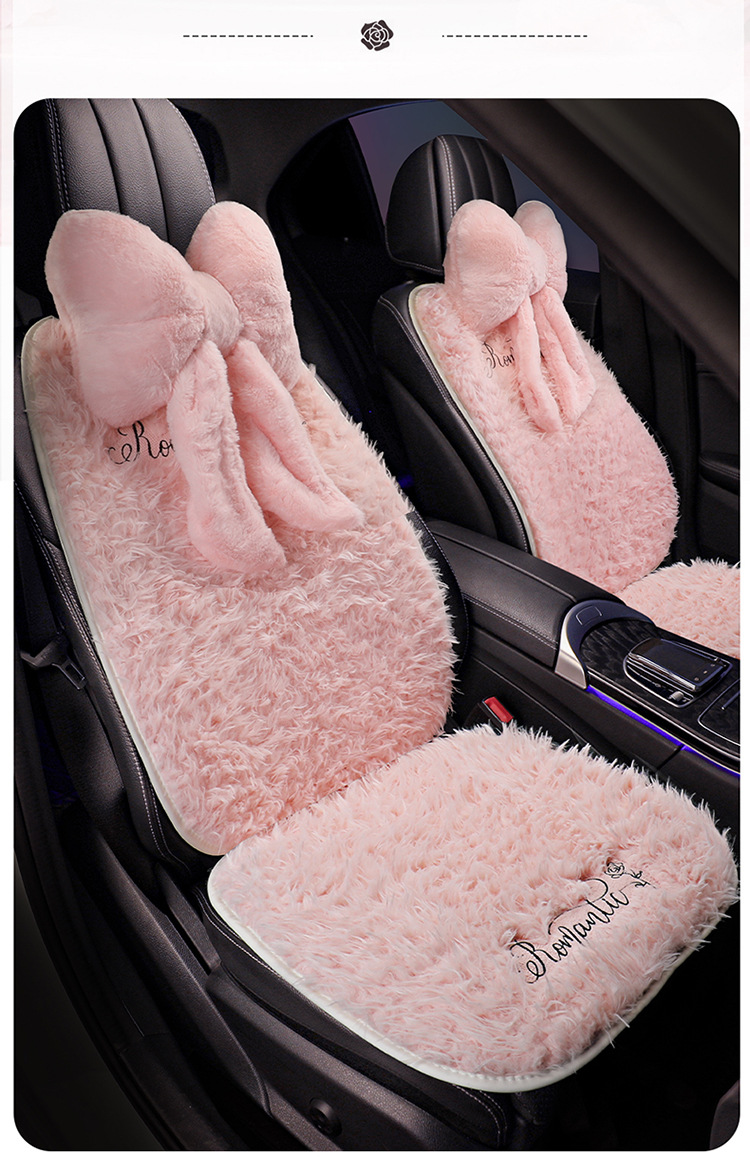Car Seat Cushion Autumn and Winter Plush Warm Car Seat Cushion Popular Accessible Luxury High-End Bow Car Seat Cover