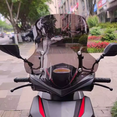 Motorcycle front windshield 125 Windshield, Winter Thickened - upgraded-model-5mm-thickened-dark-color-45cm-thickened-stainless-steel-bracket