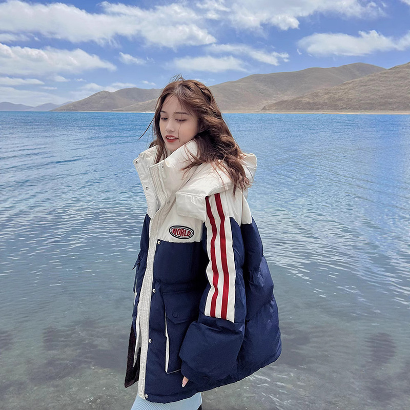 2023 winter new cotton-padded jacket women's plus size contrast color couple's bread clothing thick cotton-padded coat loose warm cotton-padded jacket coat tide 2023 winter new cotton-padded jacket women's plus size contrast color couple's bread clothing thick cotton-padded coat loose warm cotton-padded jacket coat tide