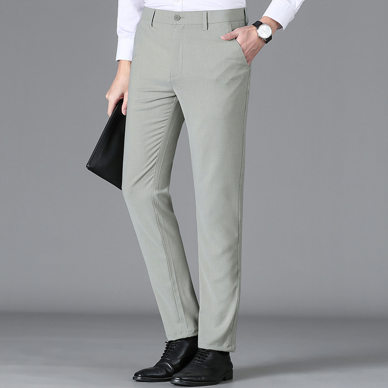 High-End Men's Straight-Leg Pants 2026 Spring/Summer Non-Iron High-Stretch Thin Men's Trousers Versatile Wear-Resistant Men's Casual Pants