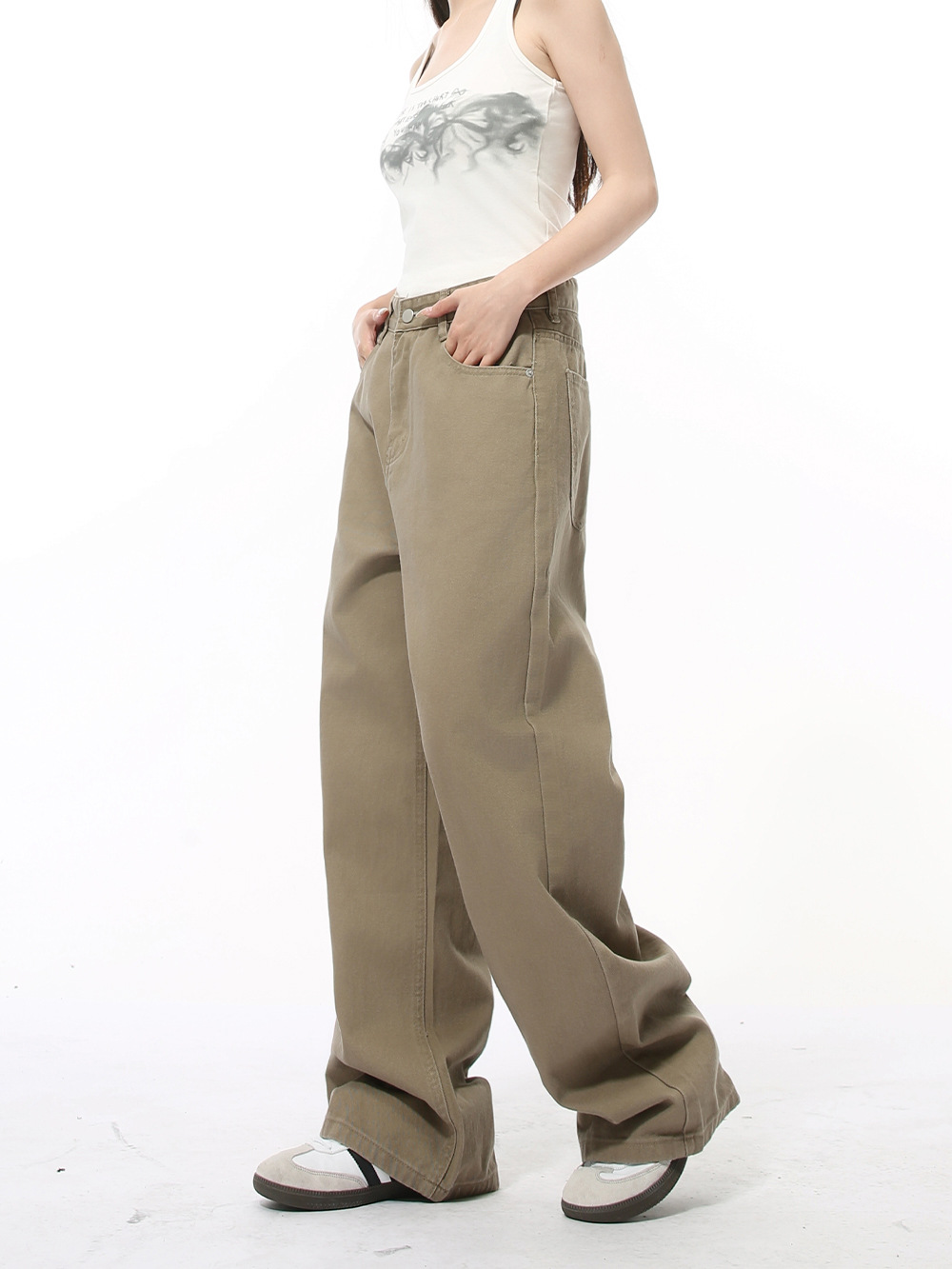 MTLCLOTHES Hombres| Nuevos productos de otoño coreanos de color sólido básico delgado y suelto jeans casuales