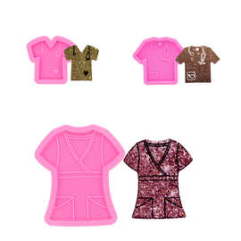 外贸爆款护士衣服滴胶硅胶模具DIY爱心他听诊器护士衣服钥匙扣挂