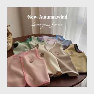 Small and Small Roll Children's Vest Spring and Autumn Western-style Girl Ollie Velvet Vest Baby Inner Wearing Warm Winter Wear Baby Top