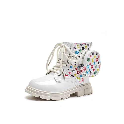 Girls' Martin Boots 2024 Spring and Autumn New Children's Boots School Bag Single Boots Little Girls British Style Princess Short Boots