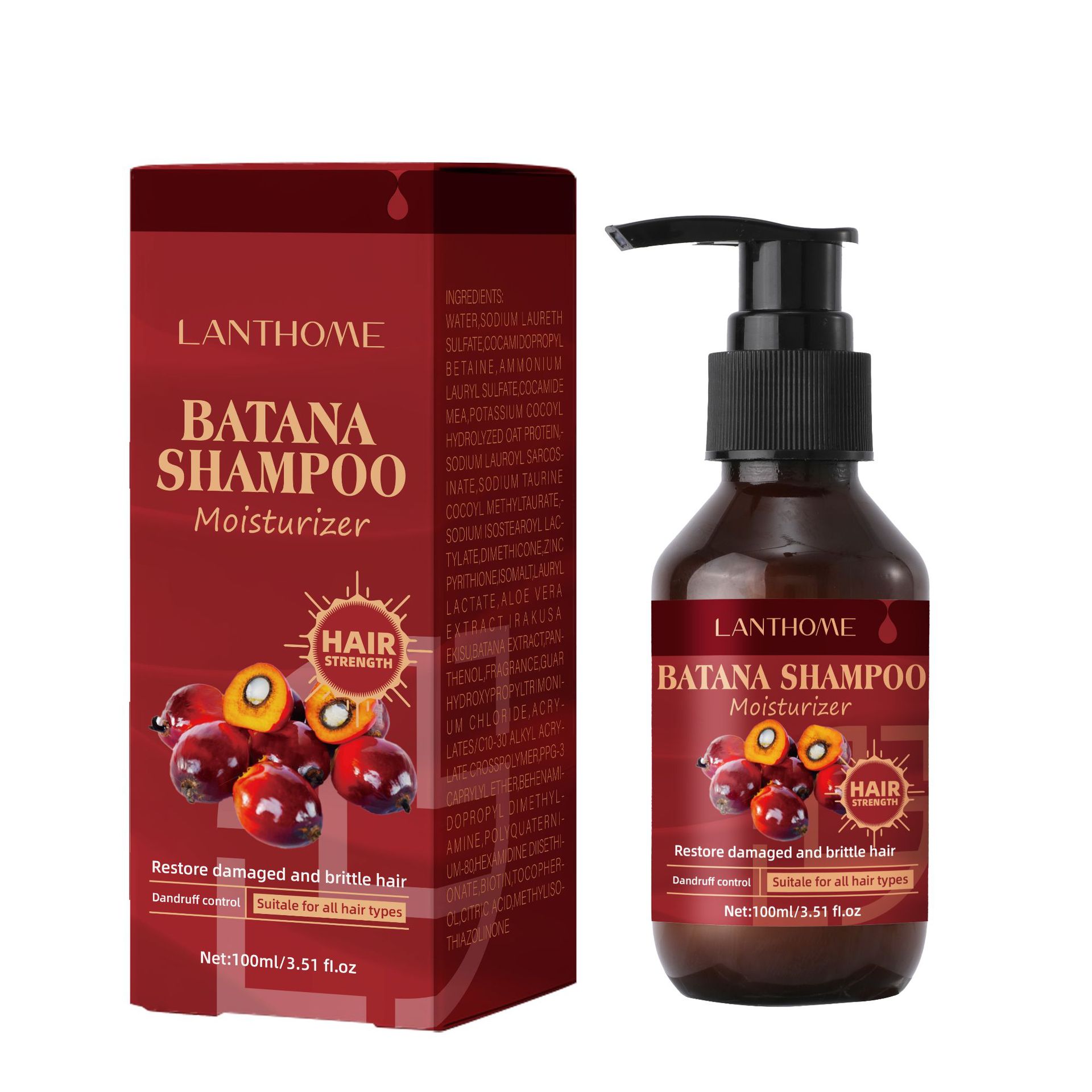 跨境巴塔纳洗发水100ml滋润修护强韧密发Batana shampoo