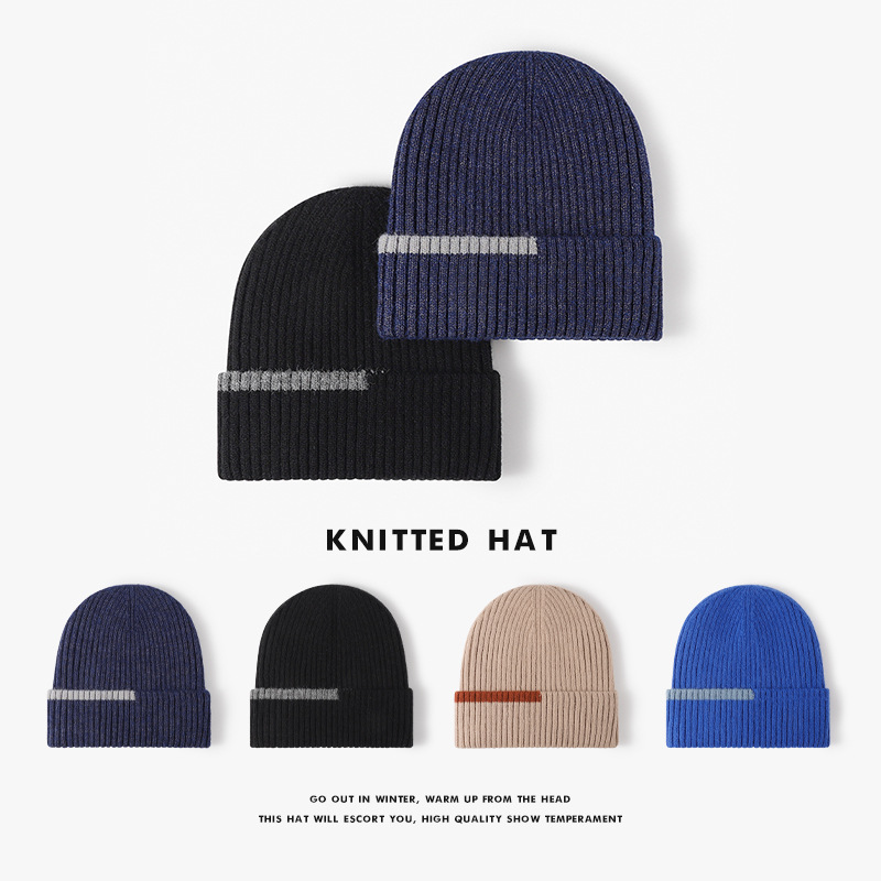 Unisex stickad mössa dam höst och vinter hushåll plus fleece förtjockad kall mössa för män utomhus hörselskydd varm jacquard ull mössa_voghion.com