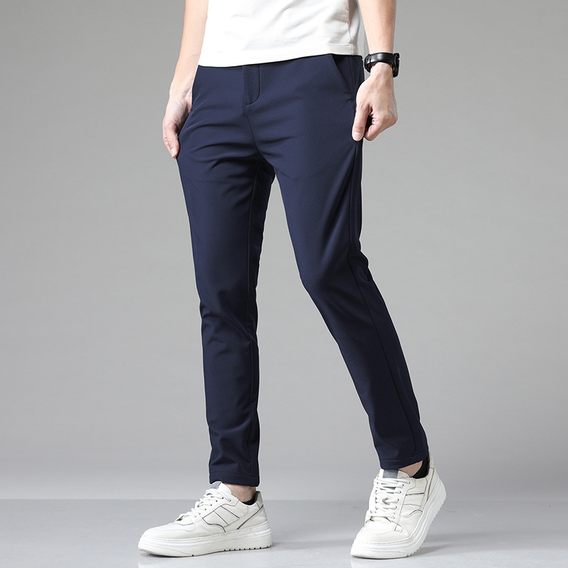Spring autumn casual pants men's business elastic small straight trousers young solid color Fashion pants wholesale