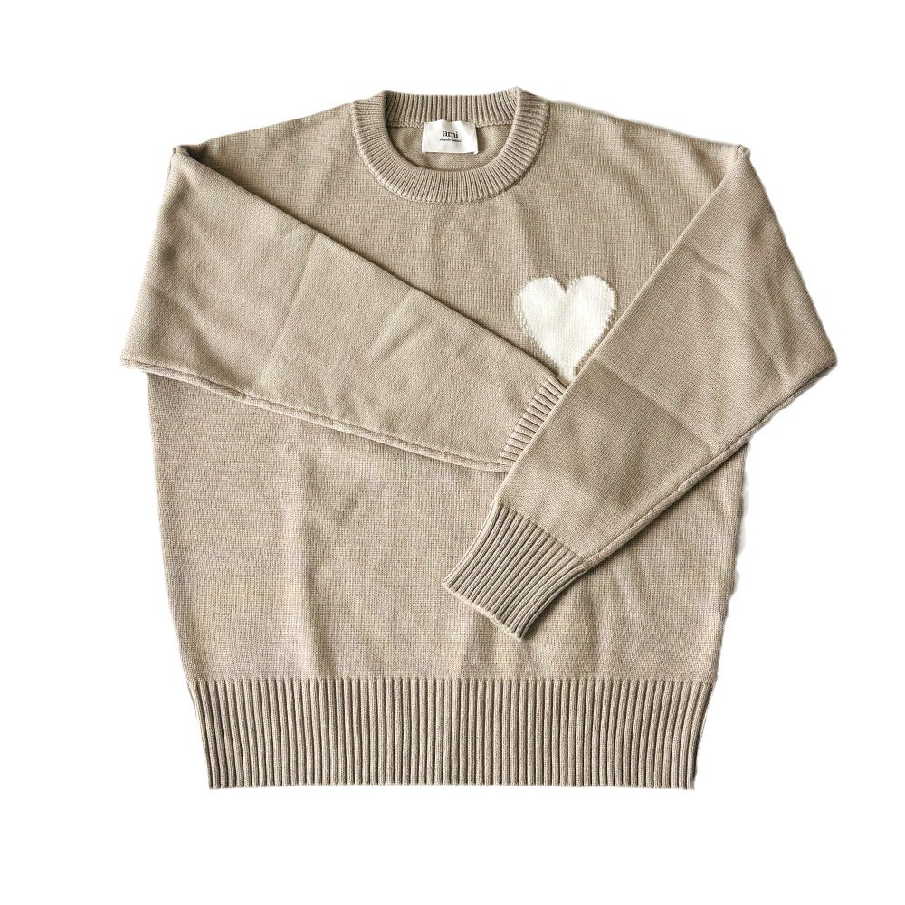 AMI 니트 셔츠 큰 사랑 프랑스 패션 브랜드 대형 크루 넥 느슨한 풀오버 스웨터 남녀 커플 탑