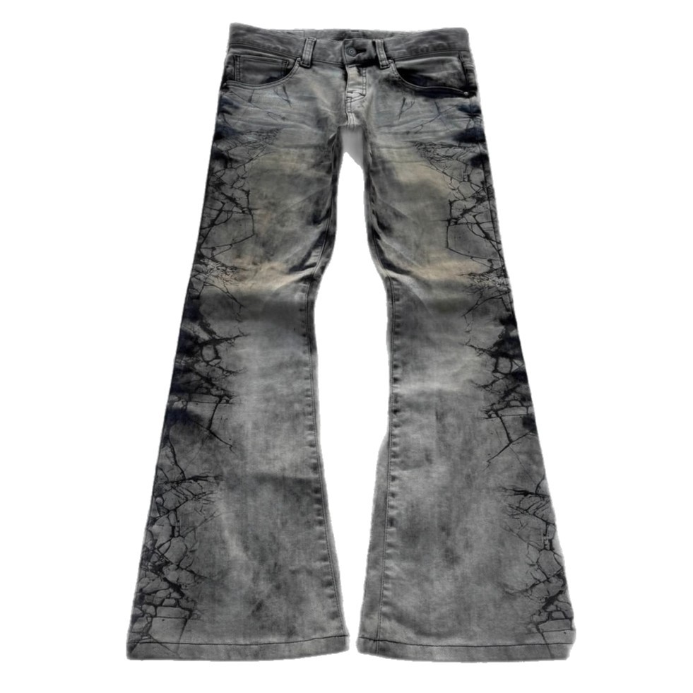 Transfronterizos y2k retro estampado en caliente de la industria pesada lavado en agua vaqueros para mujeres calles altas retro gótico pantalones de piernas anchas