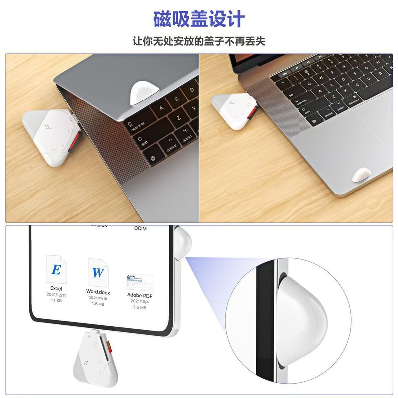 三合一磁吸读卡器适用苹果手机type-c/usb电脑平板SD/TFOTG读卡器|undefined