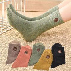 Women's crew socks, autumn/winter Korean style, plain color cotton socks, odor-resistant, all-season boat socks, ladies' sports absorbent socks