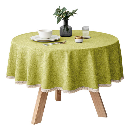 Large round table imitation cotton and linen round tablecloth waterproof and oil-proof hotel ins style dining table cloth restaurant dirt-resistant tablecloth customization