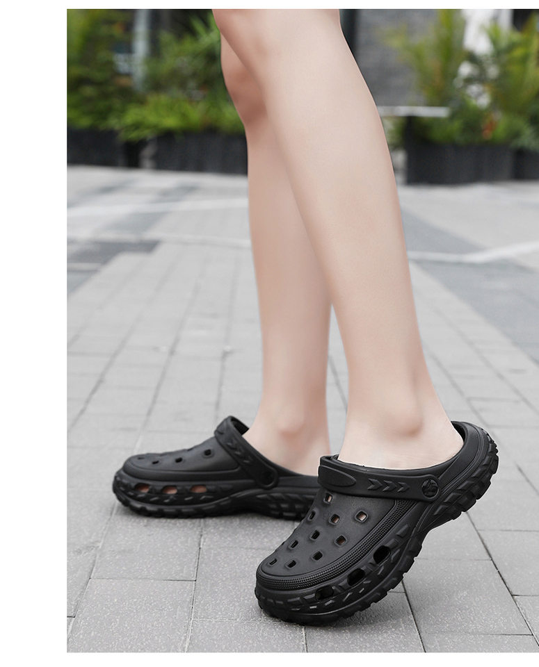 Dép sandal nam bít mũi đế lốp kiểu lỗ thoáng khí, đi biển và sinh hoạt hè — màu kaki, trắng, xám, đen chi tiết 27