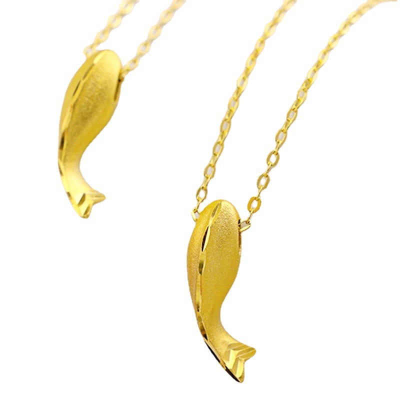 Wenjian arena dorada pequeña colgante de pez dorado collar de mujer O-collar de moda joyería en vivo fábrica de suministro