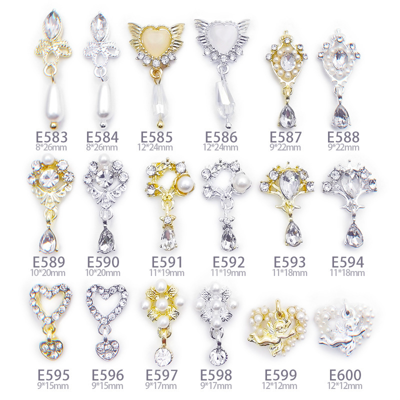 Internet Celebrity Popular Tassel Nail Art Jewelry Love Angel Pearl Pendant Nail Stickers Alloy Nail Art Diamond Jewelry Wholesale