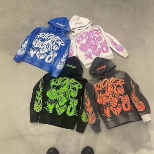 Cross-border e-commerce American 3D printed pullover Harajuku retro Y2Kstreetwear high street hoodie sweater