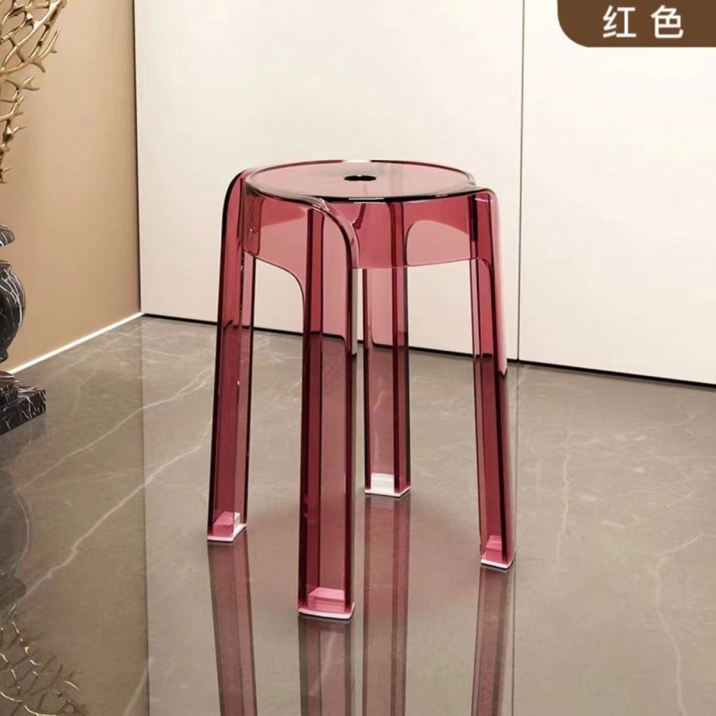 プラスチックスツール積み重ね可能なダイニングチェア家庭用モダンなミニマリストダイニングテーブルと椅子厚みのある透明なプラスチックスツールアクリルスツール|undefined