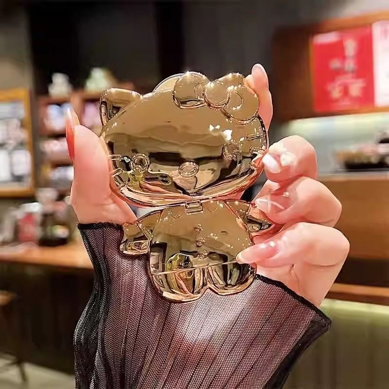電気メッキ漫画猫携帯電話ホルダー回転化粧鏡無地かわいいギフト DIY 携帯電話ケースアクセサリー素材|undefined