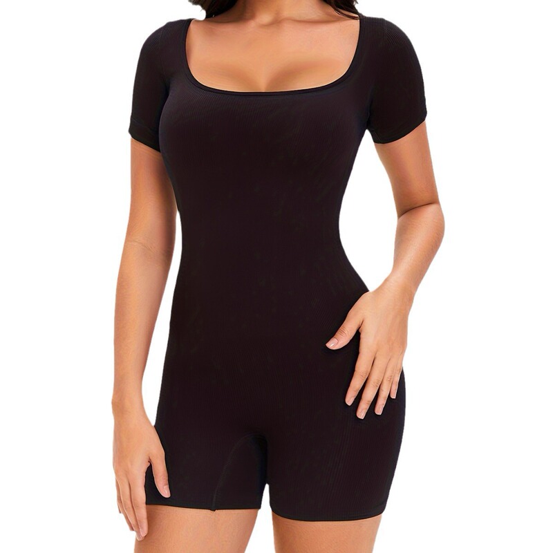 Cross-border plus size Body Shaping Women's Body Shaping Abdominal Seamless Short-sleeved Tunic Yoga Body Shaping European and American
