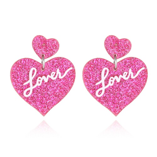 New Simple Valentine's Acrylic LOVE Heart Earrings for Women Creative Heart-Shaped Hollow Stud Earrings Wholesale