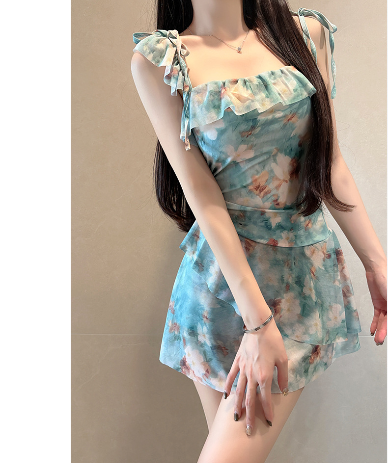 Damen Badeanzug Mit Blumenmuster Rock Und Bauchweg Effekt_voghion.com