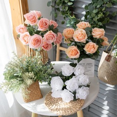 Manufacturer 10-head rose bouquet plant artificial flower bouquet foreign trade home decoration wedding artificial flower MW23313