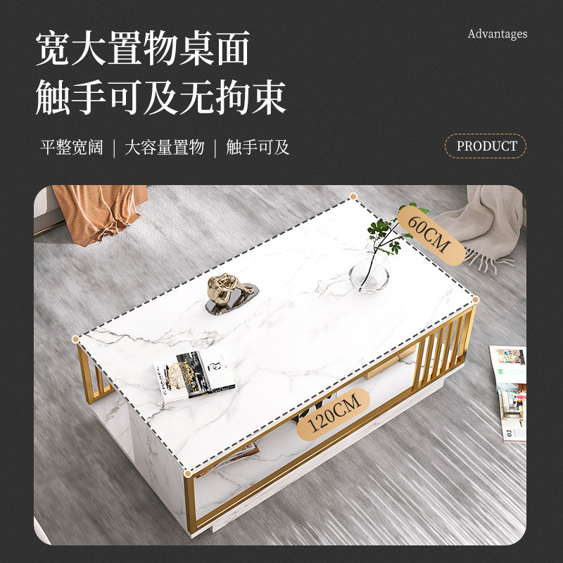 Mesa de café sala de estar piso pequeño apartamento casa moderna Luz de lujo Oficina mesa de té casa de alquiler minimalista mesa rectangular