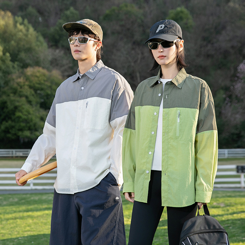 Contrast Color Sun Protection Clothing Men's Upf50+ Mountain Style Outdoor Ice Silk Cool and Light Fishing Original Yarn Sun Protection Clothing Jacket