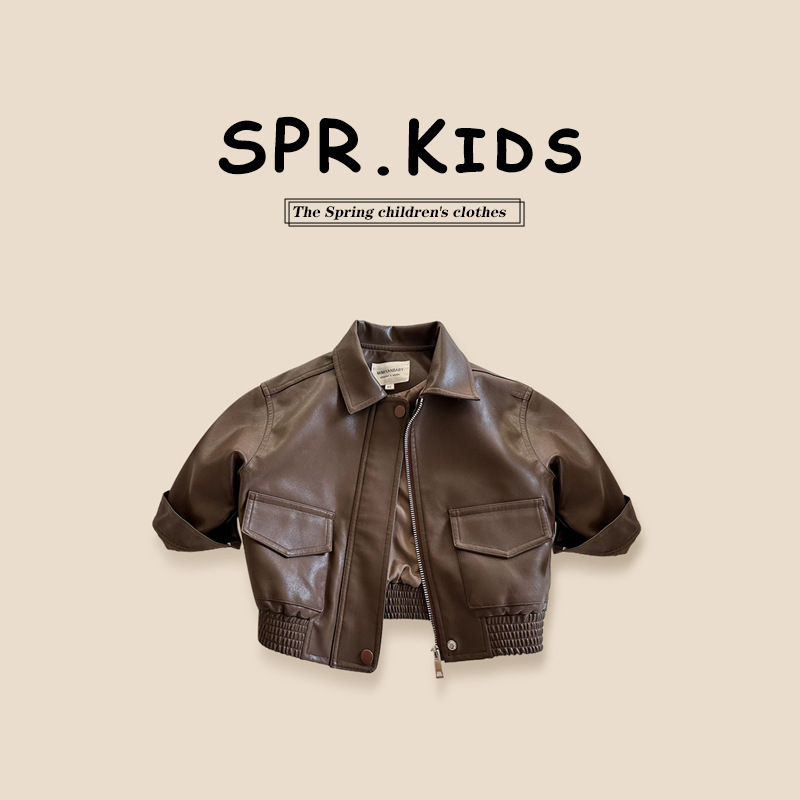 Children's Fleece-Lined Leather Jacket Winter 2026 Spring and Autumn Style Boys' Turn-Down Collar Leather Jacket Korean Style Motorcycle Jacket for Boys Children's Fleece-Lined Leather Jacket Winter 2026 Spring and Autumn Style Boys' Turn-Down Collar Leather Jacket Korean Style Motorcycle Jacket for Boys