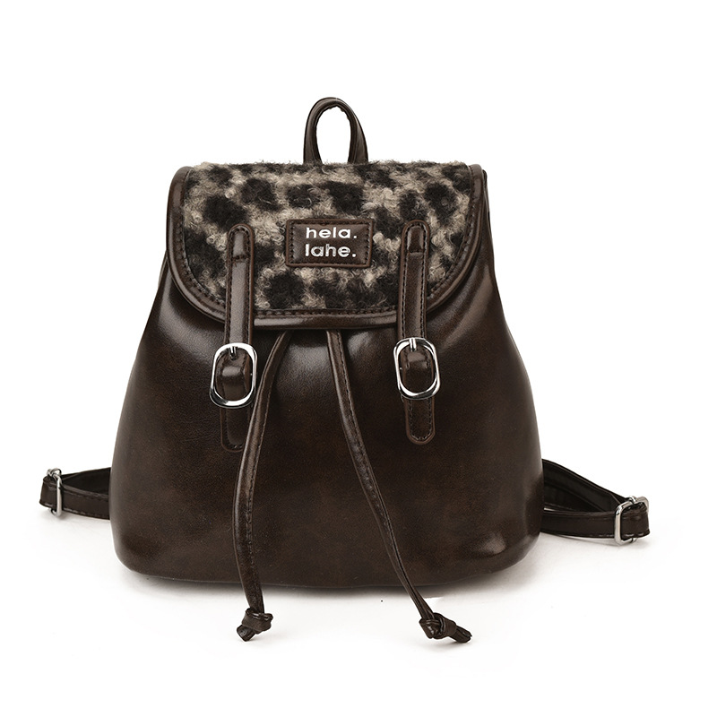 Mochila popular coreana para niños y niñas, mochila de estilo de estilo de la universidad, nueva mochila de invierno y otoño para niños estampados de lana