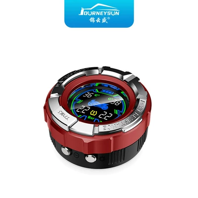T02 Motorcycle Tire Pressure Monitor Mini Personalized Design High Precision Waterproof and Dustproof Pressure Monitoring System (Tire pressure monitoring system) - t02-passion-red-external