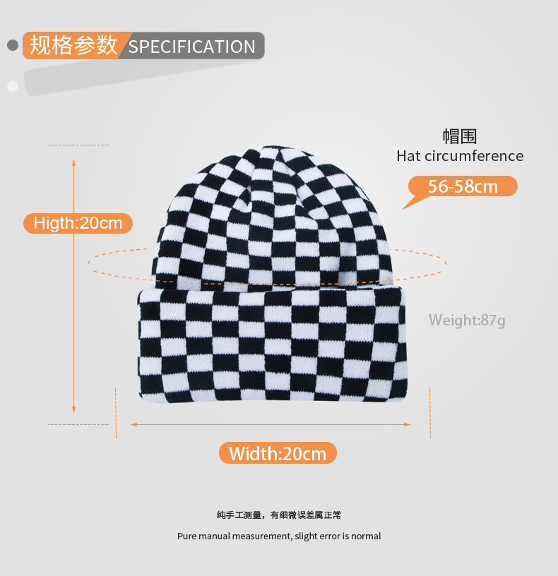 New Hat Warmth Fashion Retro Checkerboard Knitted Hat Korean Cold Hat display picture 2