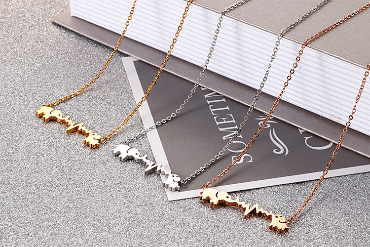 Necklace Classification Wedding, Travel Occasion Korea Clavicle Chain Stainless Steel Double Elephant Ecg Couple Necklace Wholesale