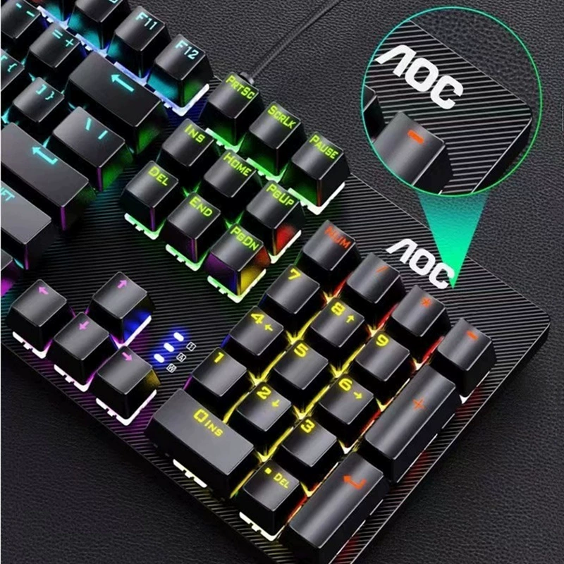 Guanjie AOC GK410 blue axis mixed light real mechanical keyboard офисные э-спорт игры студия компьютер набор для набора текста