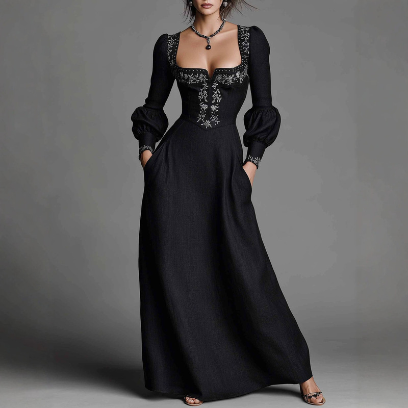 2026 Foreign Trade European and American Cross-Border Amazon Independent Site Western Bohemian Vacation Embroidered Pattern Dress