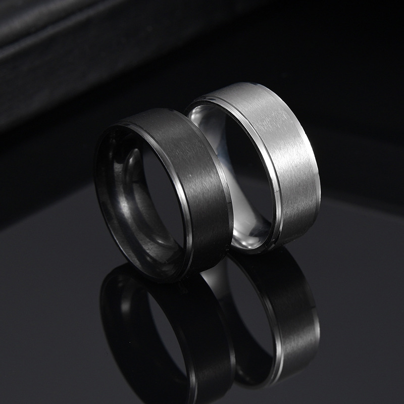 8g Weight No Inlaid Inlay Material Festival Occasion European And American Cross-border Wholesale Matte Black Plated Stainless Steel Simple Fashion Ring