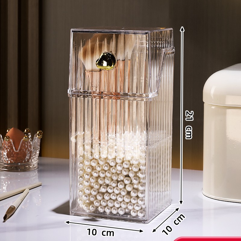 Maquillaje Cepillo tubo de almacenamiento a prueba de polvo con tapa Luz de lujo gran relleno Perla ceja Lápiz Delineador de Ojos de gran capacidad cepillo cubo