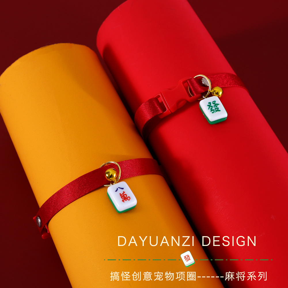 Mascotas gatos Teddy perros conejos cuerda roja mahjong palabras ajustables collar de campanas de Año Nuevo accesorios collar