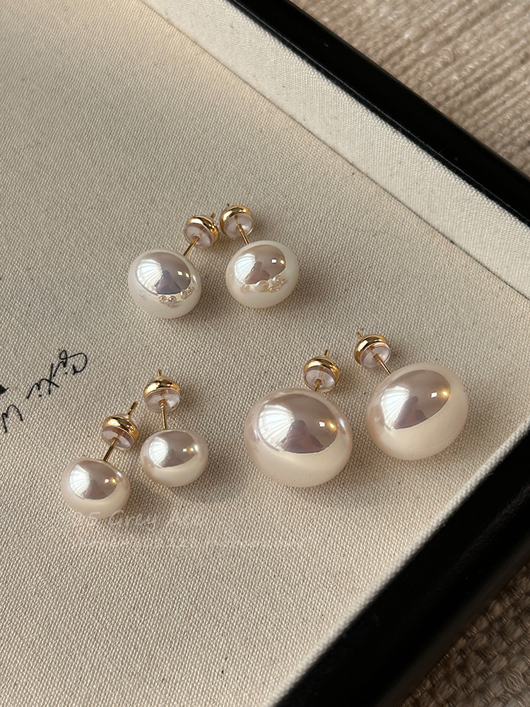 Shijia Steamed Bread Pink Pearl Earrings Women's 925 Silver Needle Light Luxury Elegant Earrings 2025 New Niche Ear Jewelry
