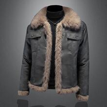 轻奢双面穿皮毛一体男士冬季大码加绒加厚皮衣夹克男装羊羔毛外套