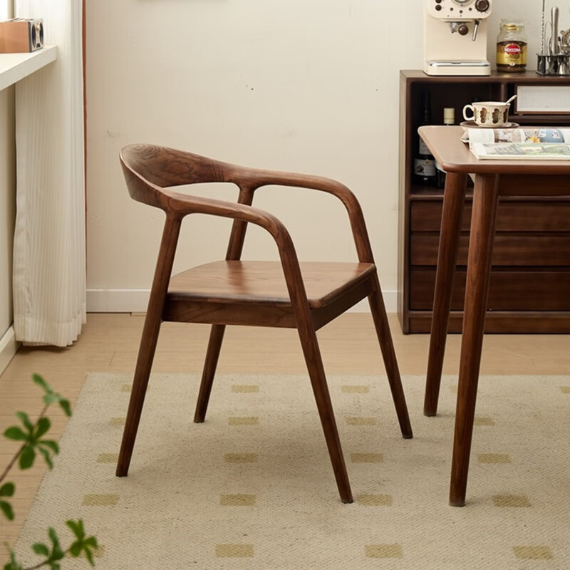 Silla de madera maciza silla de comedor de madera de cera blanca silla de respaldo silla de sillón silla presidencial silla de estudio con reposabrazos simple